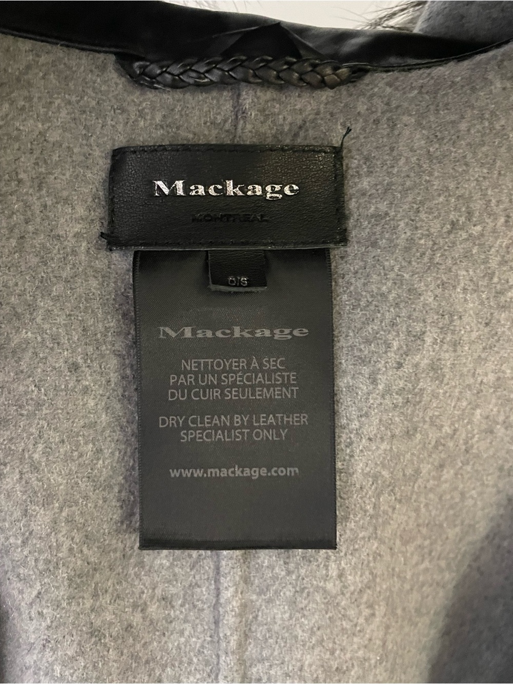 Mackage Light Gray Wool Coat with Black Trim - Picture 3 of 4